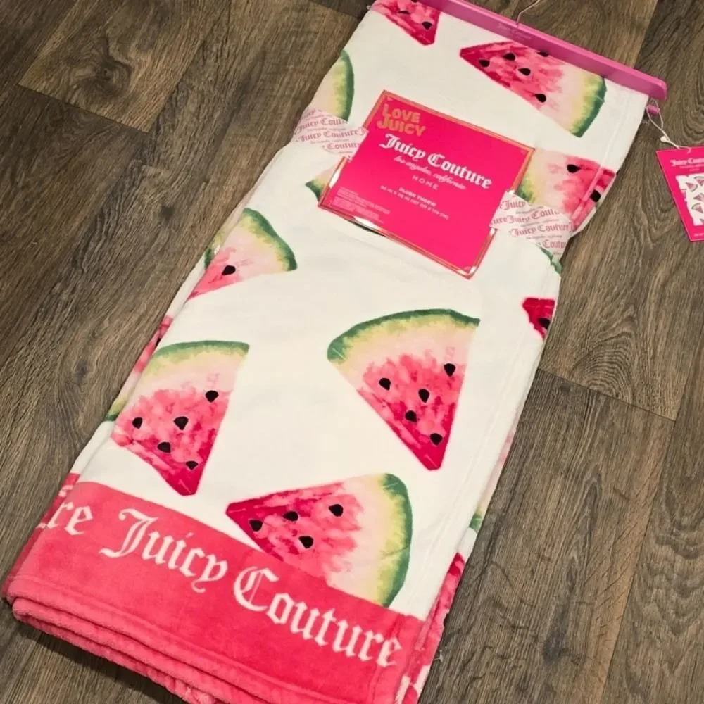 Juicy Couture Logo Watermelon Plush‎ Throw Blanket